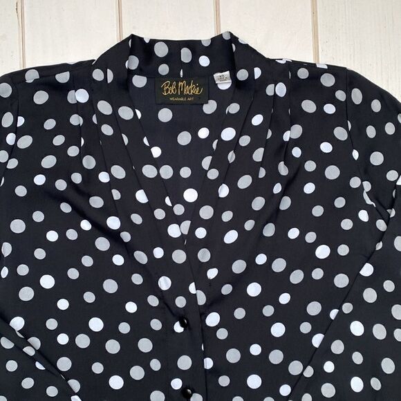 Bob Mackie Polka Dot Long Sleeve Shirt Top - Picture 5 of 12